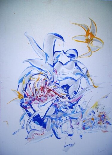 Painting titled "exotic fleur jaune" by Delphine Bernard, Original Artwork