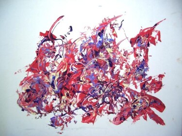 Malerei mit dem Titel "premier rouge violet" von Delphine Bernard, Original-Kunstwerk, Öl