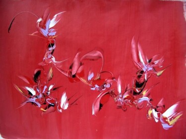 Peinture intitulée "cali rouge mauve" par Delphine Bernard, Œuvre d'art originale, Huile