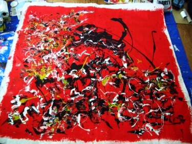 Painting titled "rouge manille" by Delphine Bernard, Original Artwork, Oil