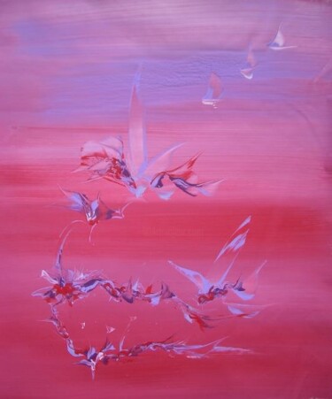 Peinture intitulée "mauverougeviolet" par Delphine Bernard, Œuvre d'art originale, Huile