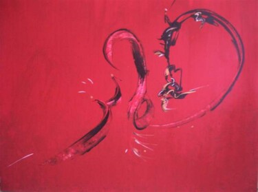 Painting titled "China Red" by Delphine Bernard, Original Artwork