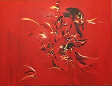 Painting titled "Envol Rouge" by Delphine Bernard, Original Artwork