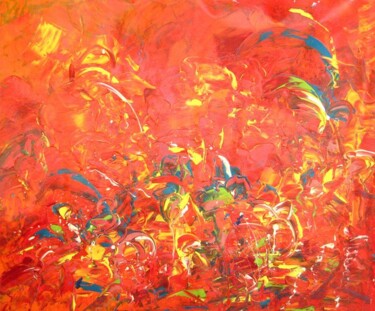 Painting titled "blazing sun" by Delphine Bernard, Original Artwork, Acrylic