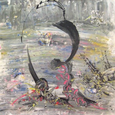 Painting titled "soul fishing" by Delphine Bernard, Original Artwork, Oil