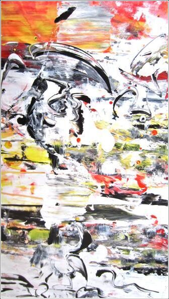 Painting titled "Abstract 14" by Delphine Bernard, Original Artwork