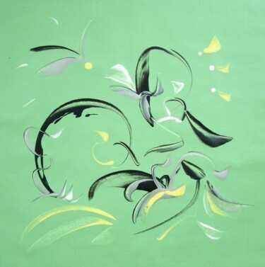 Painting titled "greenpale" by Delphine Bernard, Original Artwork