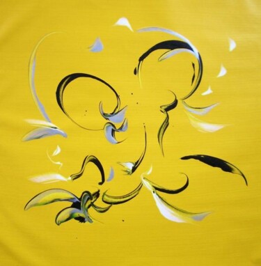 Painting titled "yellowsilver" by Delphine Bernard, Original Artwork