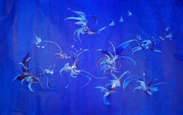 Painting titled "bleu ressac" by Delphine Bernard, Original Artwork