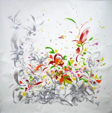 Pintura titulada "silver flower" por Delphine Bernard, Obra de arte original, Oleo