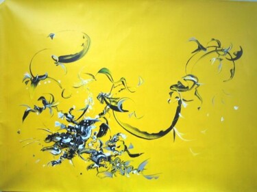 Painting titled "yellow bubble" by Delphine Bernard, Original Artwork