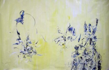 Painting titled "yellow gap" by Delphine Bernard, Original Artwork, Oil
