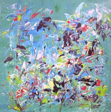 Painting titled "flight kite" by Delphine Bernard, Original Artwork, Oil