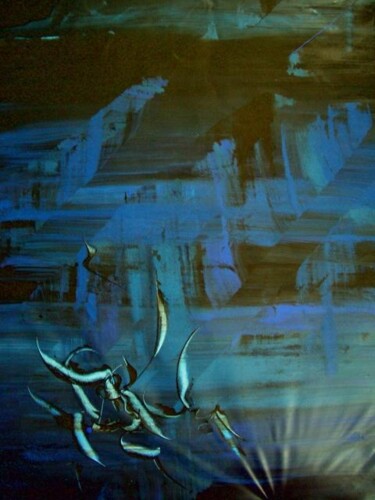 Painting titled "submarine" by Delphine Bernard, Original Artwork, Oil