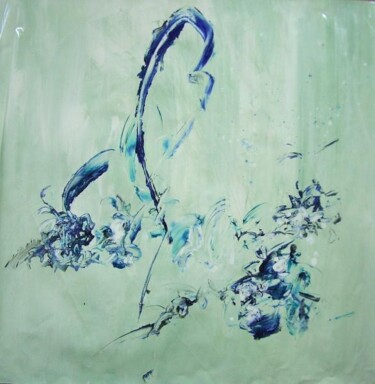 Peinture intitulée "misty green" par Delphine Bernard, Œuvre d'art originale, Huile