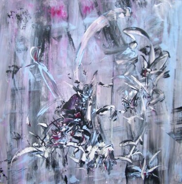 Painting titled "purple mist" by Delphine Bernard, Original Artwork, Oil