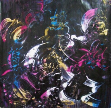Painting titled "dark fun" by Delphine Bernard, Original Artwork, Oil