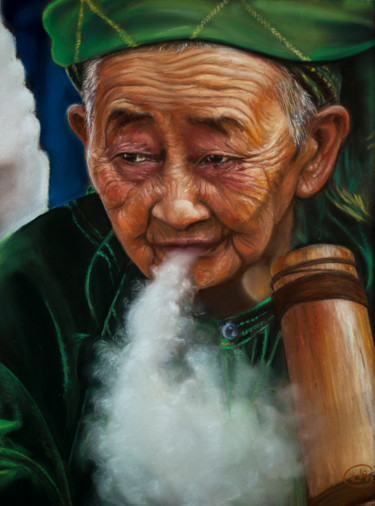 Pintura titulada "fumeur.jpg" por Delphine Caissial, Obra de arte original, Pastel