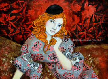 Pintura titulada "Rouge Idole" por Delphine Cossais, Obra de arte original, Acrílico