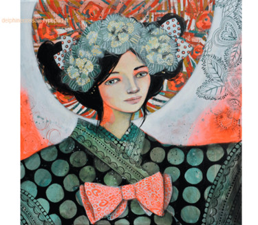 Pintura titulada "Tokio Kimono" por Delphine Cossais, Obra de arte original, Acrílico