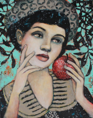 Pintura titulada "" Une pomme par jou…" por Delphine Cossais, Obra de arte original, Acrílico