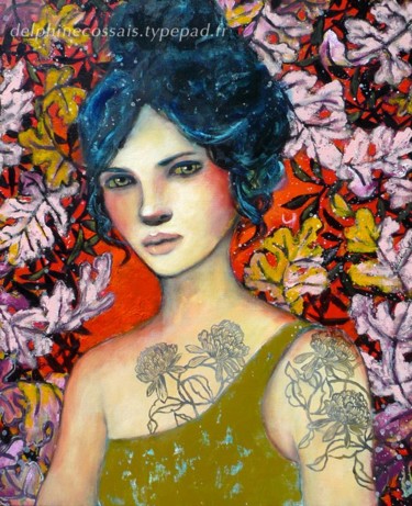 Pintura titulada "" Le tatouage porte…" por Delphine Cossais, Obra de arte original, Oleo