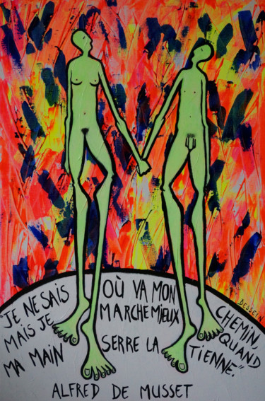 Картина под названием "La Balade" - Delphine Dessein, Подлинное произведение искусства, Акрил
