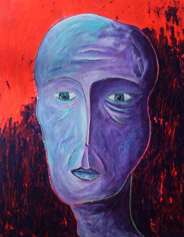 Painting titled "Autoportrait" by Delphine Dessein, Original Artwork, Acrylic