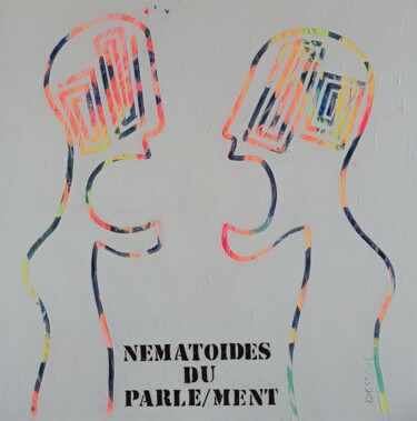 Pittura intitolato "Nématoïdes du parle…" da Delphine Dessein, Opera d'arte originale, Acrilico