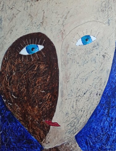 Malerei mit dem Titel "Portrait" von Delphine Dessein, Original-Kunstwerk, Acryl