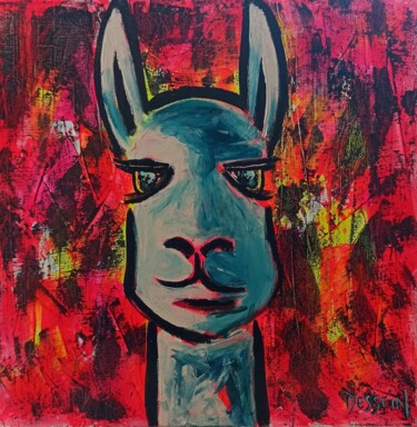 Painting titled "lama" by Delphine Dessein, Original Artwork, Acrylic