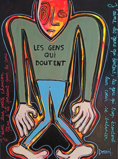 Pintura intitulada "Les gens qui douten…" por Delphine Dessein, Obras de arte originais, Acrílico