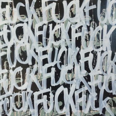 Ζωγραφική με τίτλο "Fuck 5" από Delphine Dessein, Αυθεντικά έργα τέχνης, Ακρυλικό Τοποθετήθηκε στο Ξύλινο φορείο σκελετό