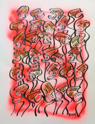 Peinture intitulée "Nématoïdes des plai…" par Delphine Dessein, Œuvre d'art originale, Acrylique