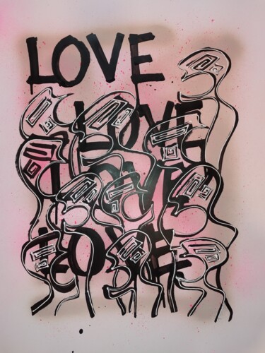Pintura intitulada "Un peu de LOVE" por Delphine Dessein, Obras de arte originais, Acrílico