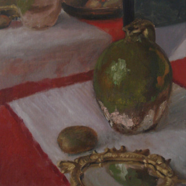 Peinture intitulée ""cruche et miroir"" par Delphine Germain, Œuvre d'art originale, Huile
