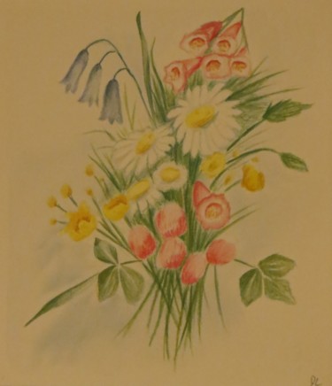 Peinture intitulée "Bouquet de fleurs s…" par Delphine L, Œuvre d'art originale, Aquarelle