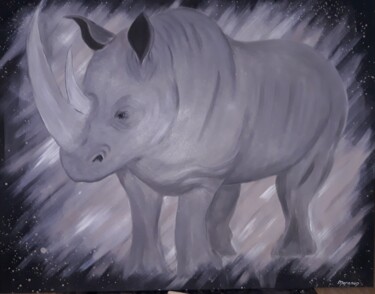 Peinture intitulée "Rhinocéros" par Delphine Maranon, Œuvre d'art originale, Acrylique