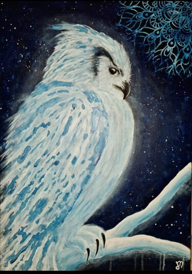 Painting titled "Nuit" by Delphine Maranon, Original Artwork, Acrylic