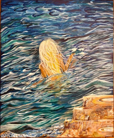 Painting titled "Eaux divines" by Delphine Moradi, Original Artwork, Acrylic