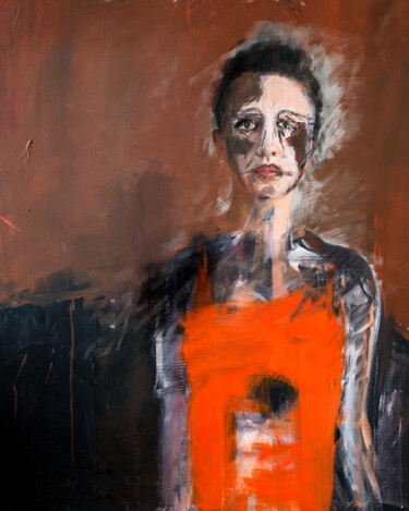 Digitale Kunst mit dem Titel "Orange" von Delphine Perrin, Original-Kunstwerk, Fotomontage Auf Aluminium montiert