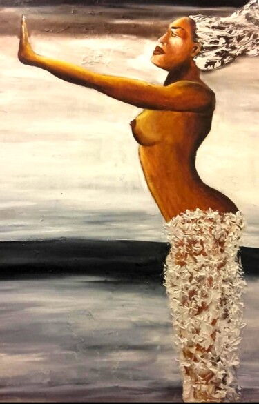 Pintura titulada "Femme de l'océan" por Delphine Portier, Obra de arte original, Acrílico
