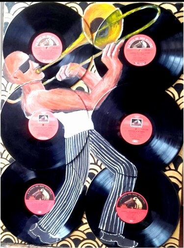 Painting titled "Trombone" by Delphine Portier, Original Artwork, Acrylic