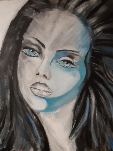 Peinture intitulée "La femme bleu Avata…" par Delphine Grezes, Œuvre d'art originale, Acrylique Monté sur Châssis en bois