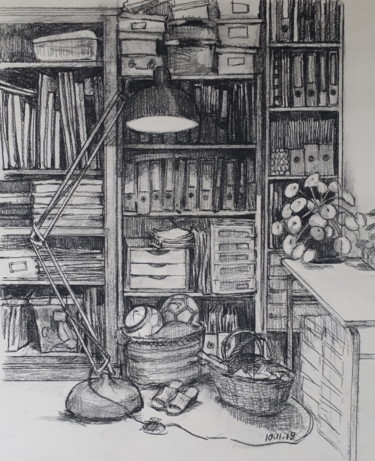 Drawing titled "Reuilly , 10 novemb…" by Delphine Mabed, Original Artwork, Charcoal