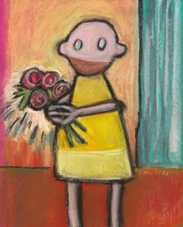 Peinture intitulée "Des fleurs... et du…" par Delphine Mabed, Œuvre d'art originale