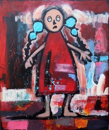 Peinture intitulée "Paquita a trop fumé" par Delphine Mabed, Œuvre d'art originale, Huile