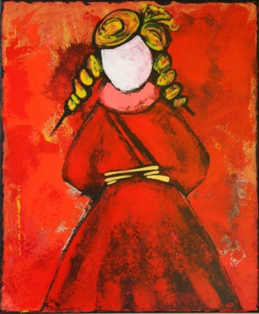 Peinture intitulée "Rouge est Paquita" par Delphine Mabed, Œuvre d'art originale, Huile