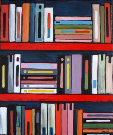 Peinture intitulée "Des livres. tome I" par Delphine Mabed, Œuvre d'art originale, Huile