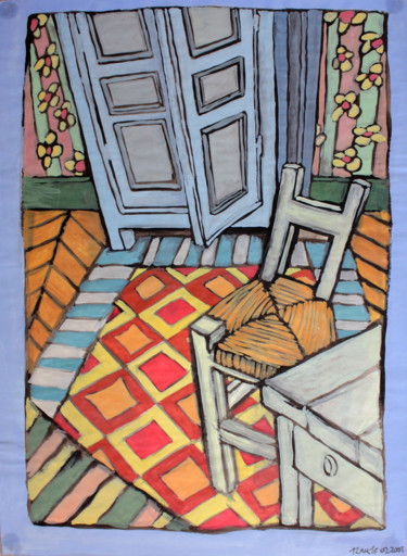 Painting titled "2002 01 16 , Chaise…" by Delphine Mabed, Original Artwork, Gouache